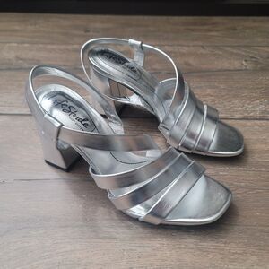 LifeStride Silver Broadway Heeled Sandals- Size 6